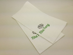 White napkin with printing